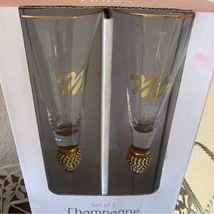 NEW Wedding Champagne Flute Set w Rhinestones